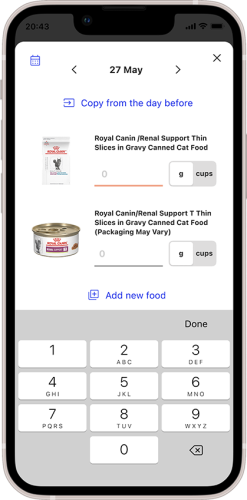 By simply registering the food the pet is currently on and inputting the amount eaten, the pet owner can check if the nutritional value is sufficient.