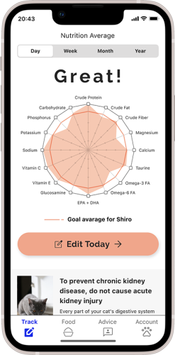 By simply registering the food the pet is currently on and inputting the amount eaten, the pet owner can check if the nutritional value is sufficient.